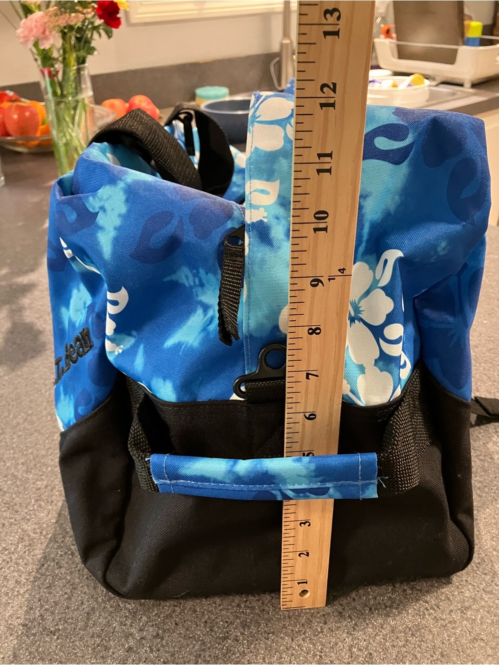 L.L. Bean Blue and White Floral Canvas Tote with Front Zip Pocket - Picture 11 of 14